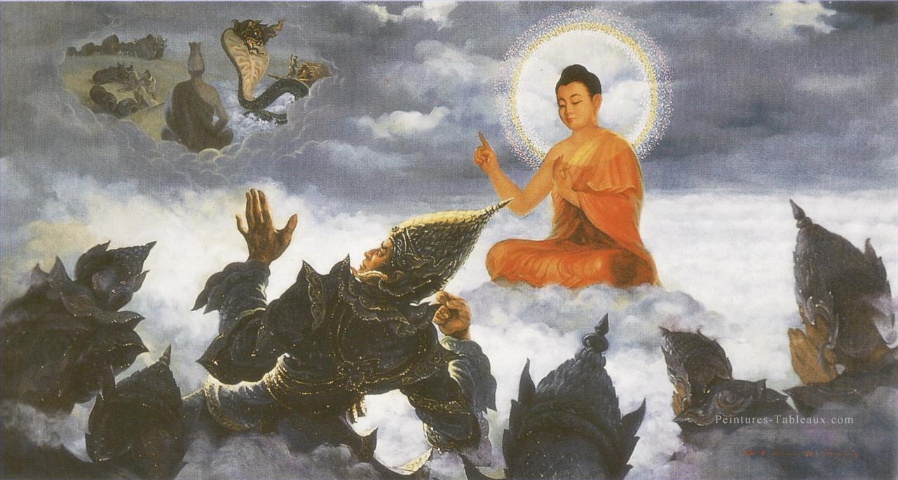 Bouddha exposer une doctrine à Baka Brahma dans le ciel supérieur bouddhisme Peintures à l'huile